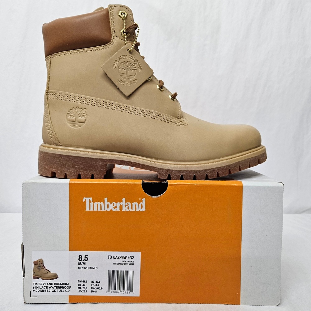 Timberland Premium 6 Inch Boot Waterproof TB0A2P6WEN2 Medium Beige Men Size 8.5 - Picture 2 of 9